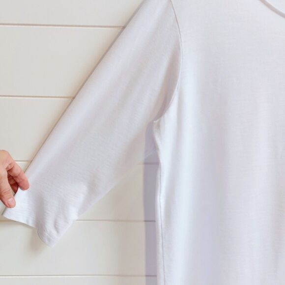 Theory Maas Atmos Light Top Shirt Women's Large White Minimalist 3/4 Sleeve - Picture 3 of 9